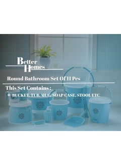 Nabhya Nabhya 11 Pc Set Bathroom Accessories Set Heavy Plastic Bath Set Bathroom Bucket(20Ltr), Tub(18Ltr),Mug,Dustbin,Stool Etc,11 Pieces Combo Set for Home, Kitchen & Bathroom (Falcon 11 Pc, Blue)  - Image 3