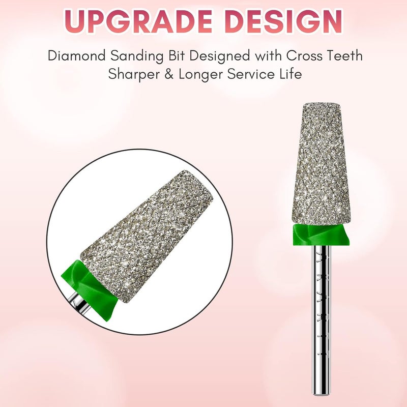 Makartt Nail Drill Bits, Tapered Barrel Carbide Diamond Sanding Bit for Gel Nail Polish Remove, Upgrade Nail Drill Tips with Cross Teeth and Dust-Proof Ring for Manicure Salon Nail Shaping, C #80 Grit - Image 2