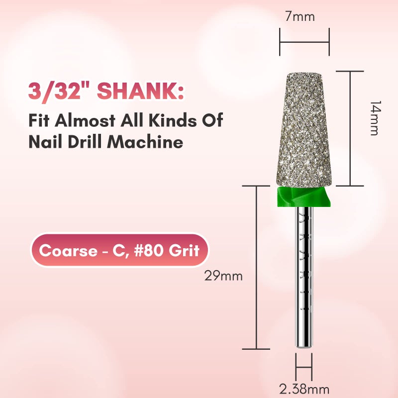 Makartt Nail Drill Bits, Tapered Barrel Carbide Diamond Sanding Bit for Gel Nail Polish Remove, Upgrade Nail Drill Tips with Cross Teeth and Dust-Proof Ring for Manicure Salon Nail Shaping, C #80 Grit - Image 4