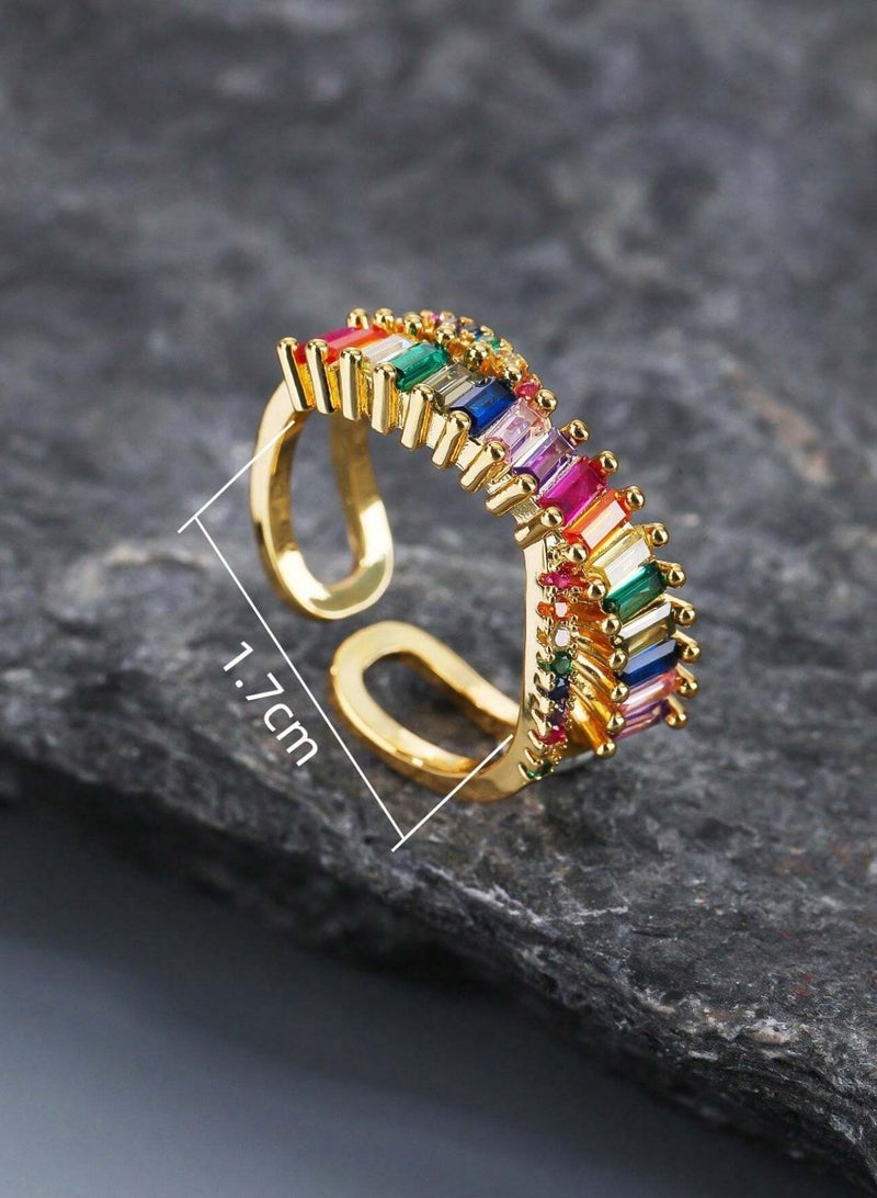 إيكوال خاتم نسائي فاخر مطلي باللون الذهبي بمقاس موحد - Image 4