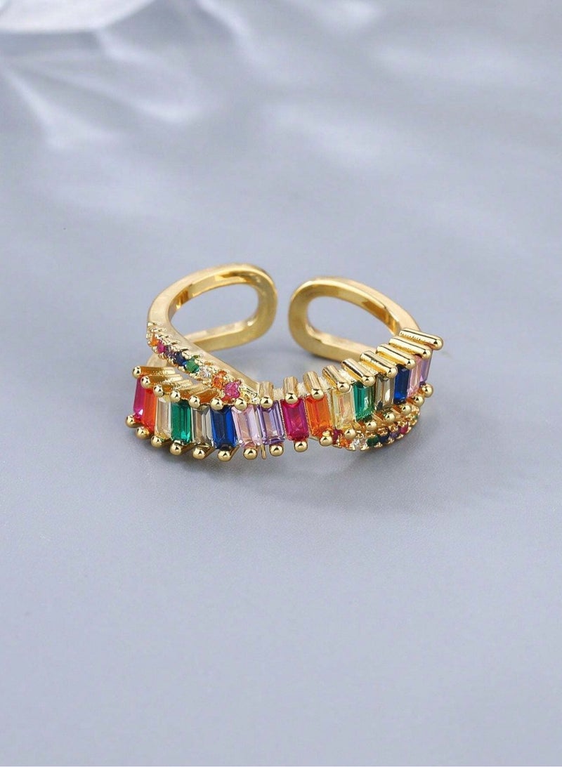 إيكوال خاتم نسائي فاخر مطلي باللون الذهبي بمقاس موحد - Image 3