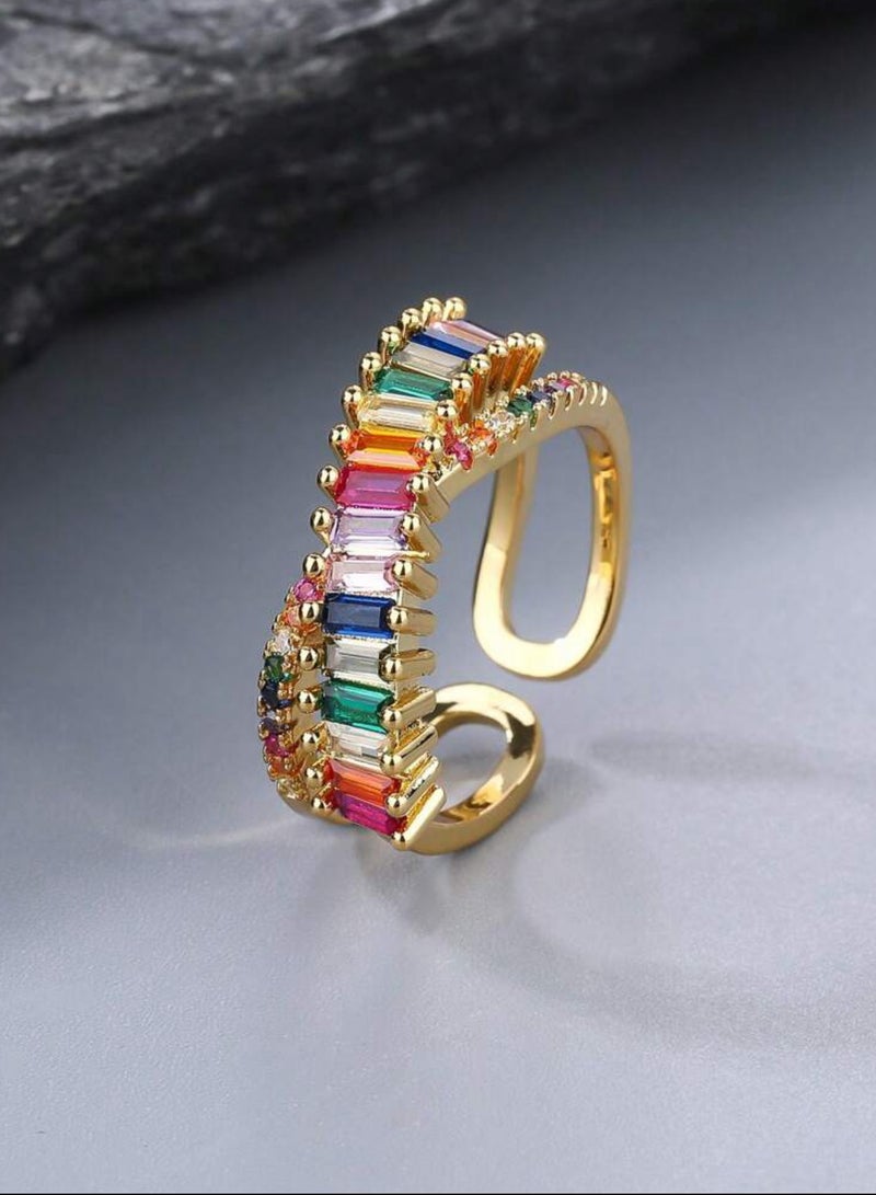 إيكوال خاتم نسائي فاخر مطلي باللون الذهبي بمقاس موحد - Image 2