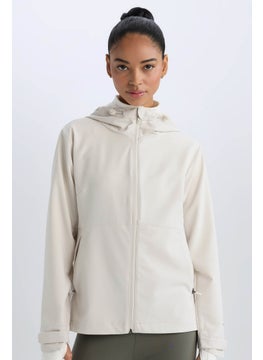 Woman DeFactoFit Hooded Zippered Flexible Textured Waterproof Raincoat