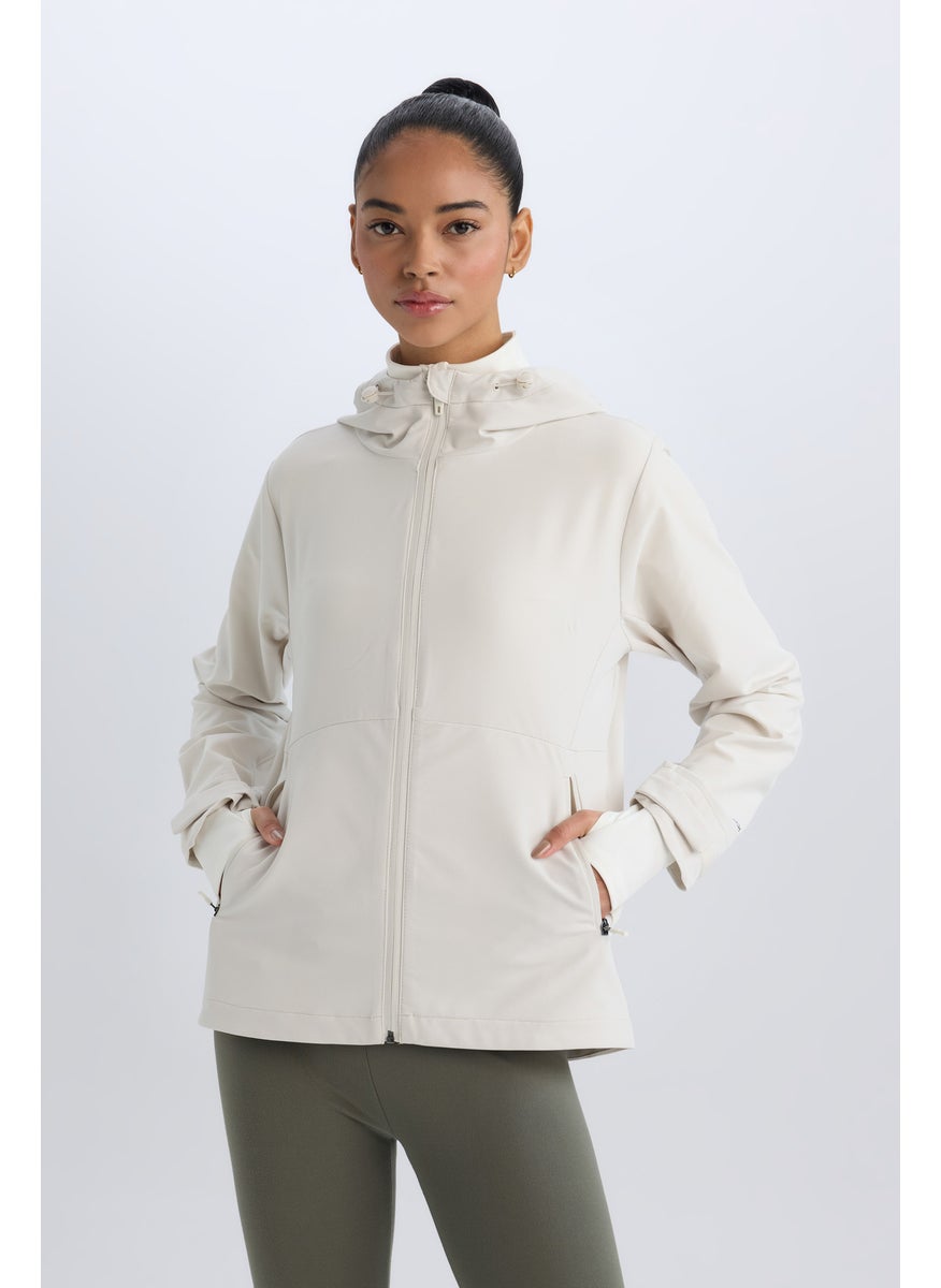 DeFacto - Woman DeFactoFit Hooded Zippered Flexible Textured Waterproof Raincoat - Image 1