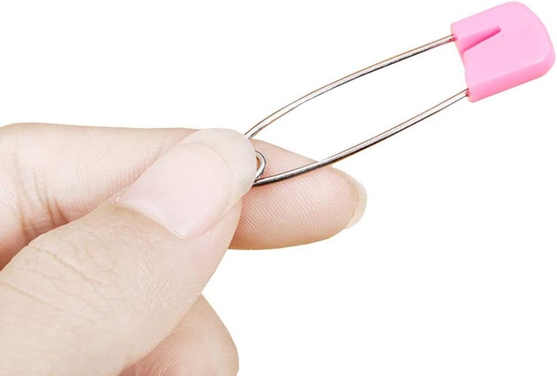 ARTCXC 1Box(100Pcs) 5Colors 55mm/ 2.2 Inch Safety Pins Plastic Head Stainless Steel Diaper Pins Safety Locking Cloth Diaper Nappy Pins - Image 5