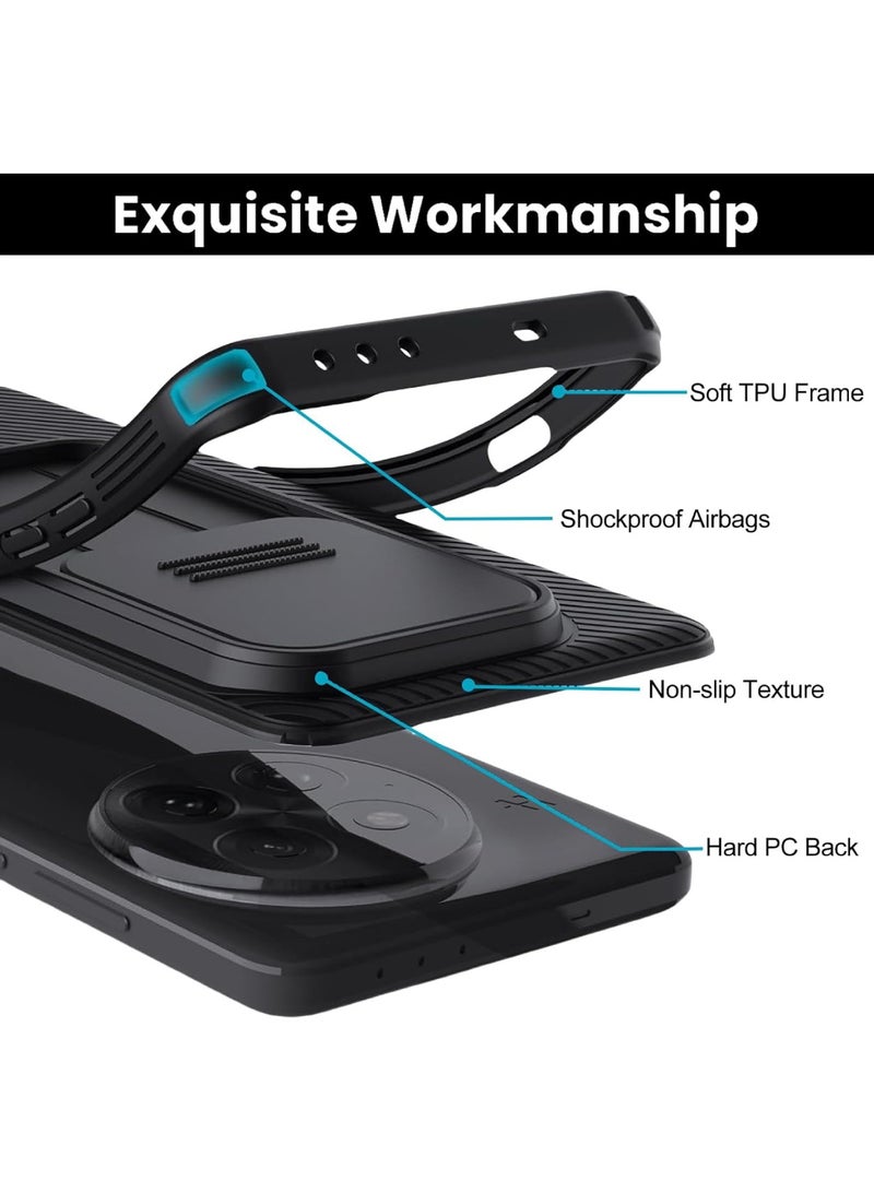 Aookay Compatible with OnePlus 13 Case, With Slide Cover Camera Lens Protection, TPU+PC Shockproof Bumper Back Cover, Slim Fit and Anti-Fingerprint Protective Phone Cover for OnePlus 13 (Black)  - Image 3