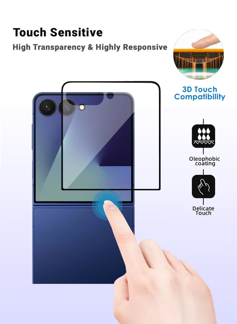 Samsung Galaxy Z Flip 7 Screen Protector 2 Pack - Premium Full Screen Tempered Glass For Samsung Galaxy Flip 7, High Transparency, Delicate Touch, Anti-Explosion, Smooth Arc Edges, Easy Installation - Image 3