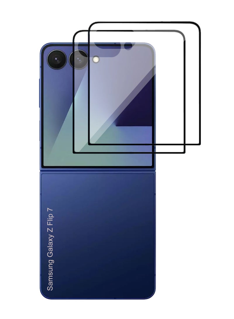 Samsung Galaxy Z Flip 7 Screen Protector 2 Pack - Premium Full Screen Tempered Glass For Samsung Galaxy Flip 7, High Transparency, Delicate Touch, Anti-Explosion, Smooth Arc Edges, Easy Installation - Image 1