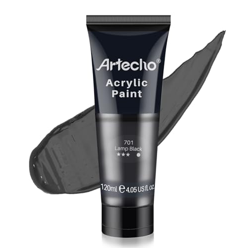 Artecho Black Acrylic Paint Lamp Black Paint 120ml 405oz Tubes Art Craft Paints for Canvas Rock Stone Wood Fabric Art Supplies