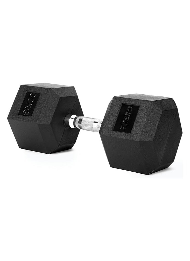 TREXO Hexagon Dumbbells17.5 kg Hex Dumbbells with Durable Rubberised Cast Iron for Strength Training with Ergonomic Chrome-Plated Handle Weights Training Home Dumbbell for Men and Women