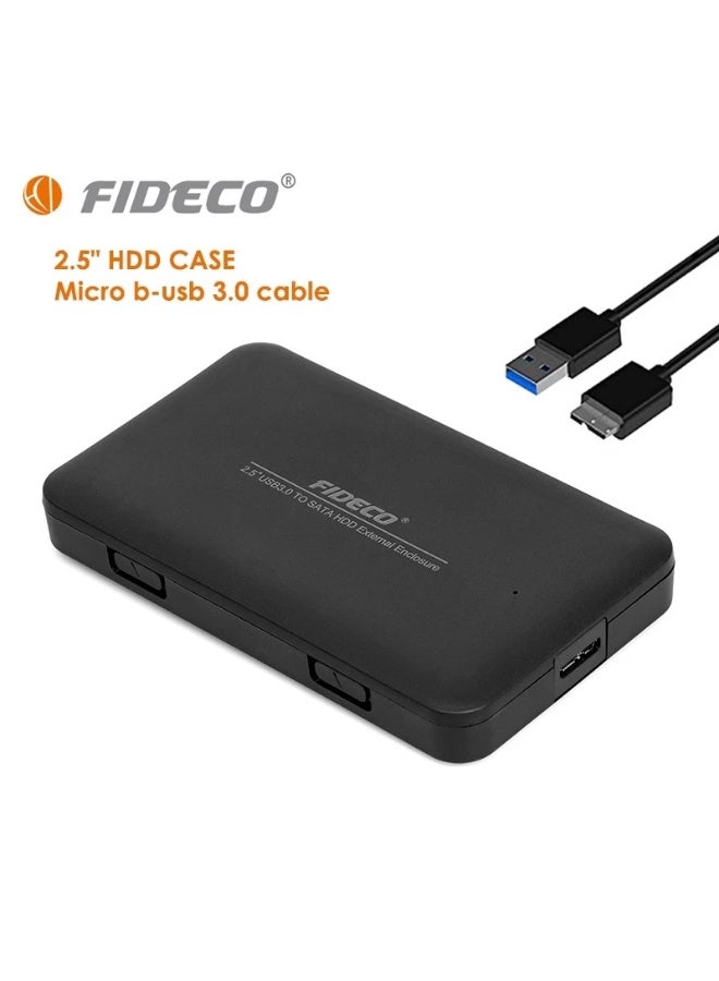 FIDECO 2.5" SATA to USB 3.0 External Hard Drive Enclosure PL02M Tool-Free HDD SSD Case, 5Gbps - Image 1