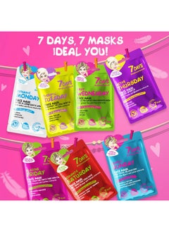 7Days Facial Masks (Set Of 7) Face Sheet Masks Skincare Moisturising Brightening Nourishing Hydrating Soothing Refreshing Face Mask Beauty Gift Set For All Skin Types  - Image 3