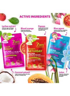 7Days Facial Masks (Set Of 7) Face Sheet Masks Skincare Moisturising Brightening Nourishing Hydrating Soothing Refreshing Face Mask Beauty Gift Set For All Skin Types  - Image 5