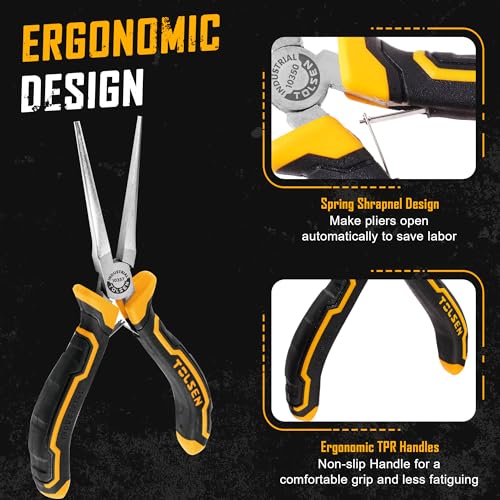 TOLSEN 6-Piece Mini Pliers Set, Needle Nose, Diagonal, Long Nose, Bent Nose, End Cutting and Combination Pliers for Making Crafts, Repair Electronic and Jewelry, with Pouch - Image 3