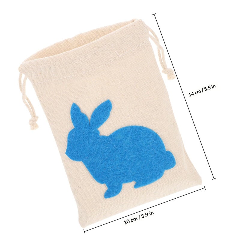 6Pcs Easter Bunny Canvas Drawstring Bags Small Candy Pouches For Party Favors - Image 3