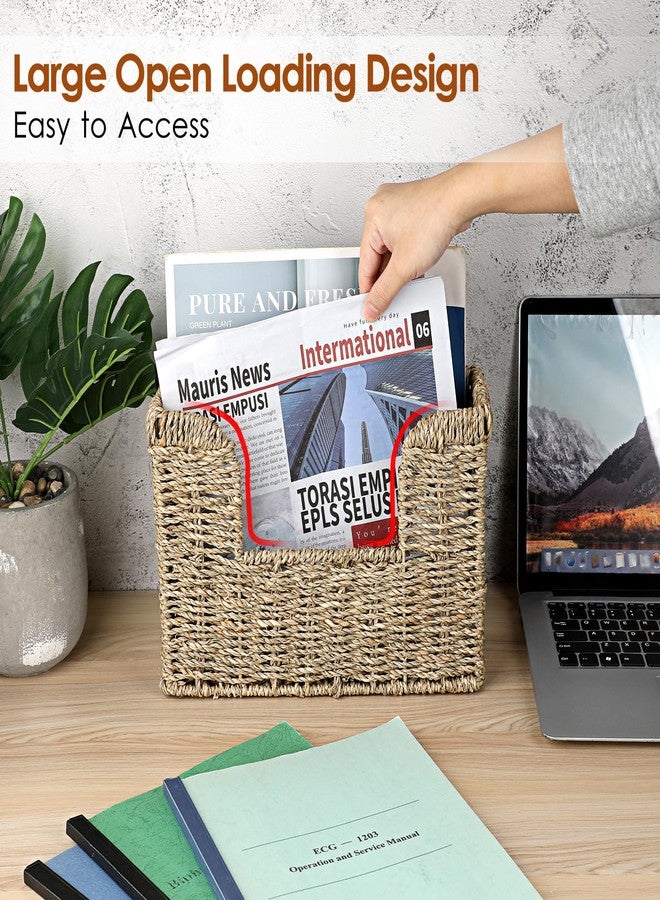 BTSKY Natural Seagrass Mail Organizer, Wall Mounted File Organizer, Woven Magazine File Holder for Home, Office - Image 5