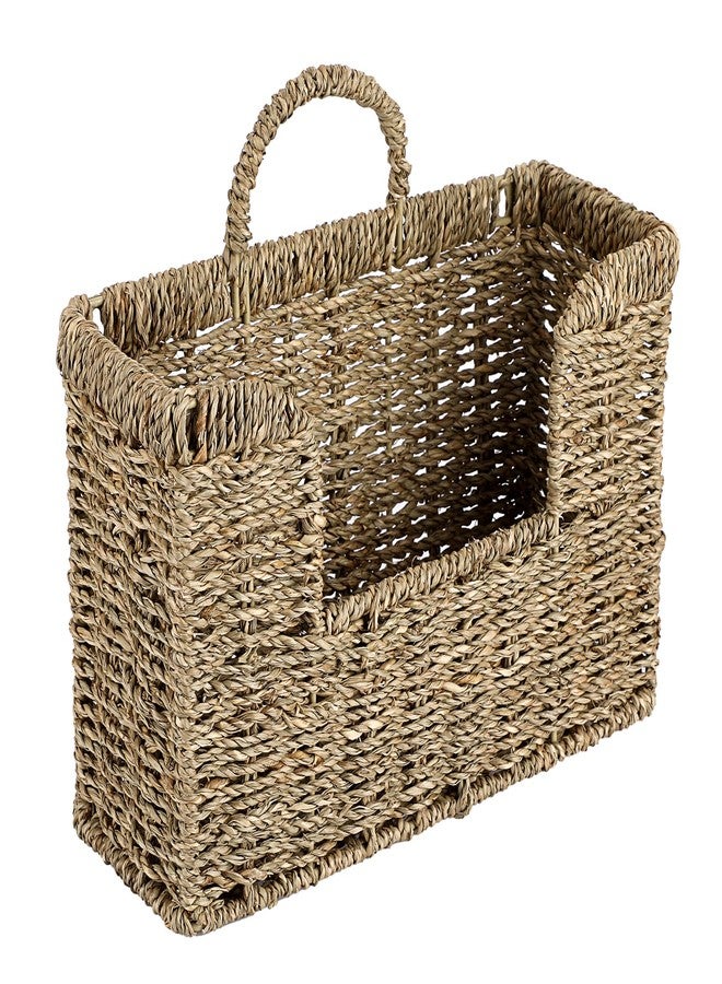 BTSKY Natural Seagrass Mail Organizer, Wall Mounted File Organizer, Woven Magazine File Holder for Home, Office - Image 1