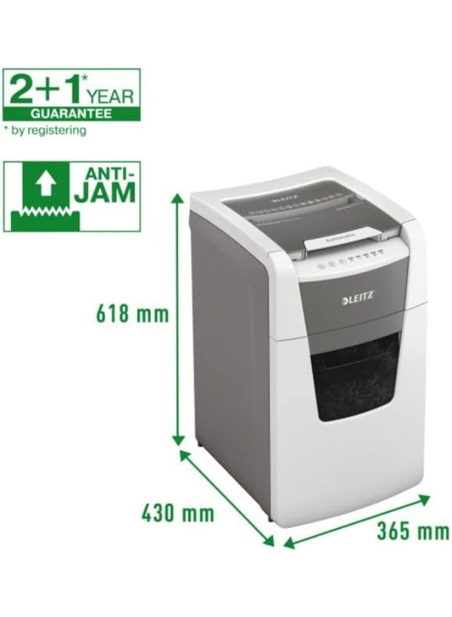 Leitz IQ Autofeed Office Cross Cut Shredder, Security Class P4, Automatic, 150 Sheets, 44-Liter Container, White, 80130000 - Image 5