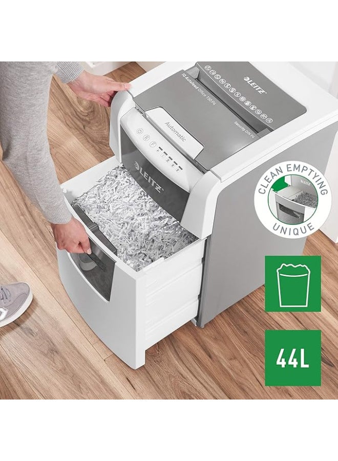 Leitz IQ Autofeed Office Cross Cut Shredder, Security Class P4, Automatic, 150 Sheets, 44-Liter Container, White, 80130000 - Image 3
