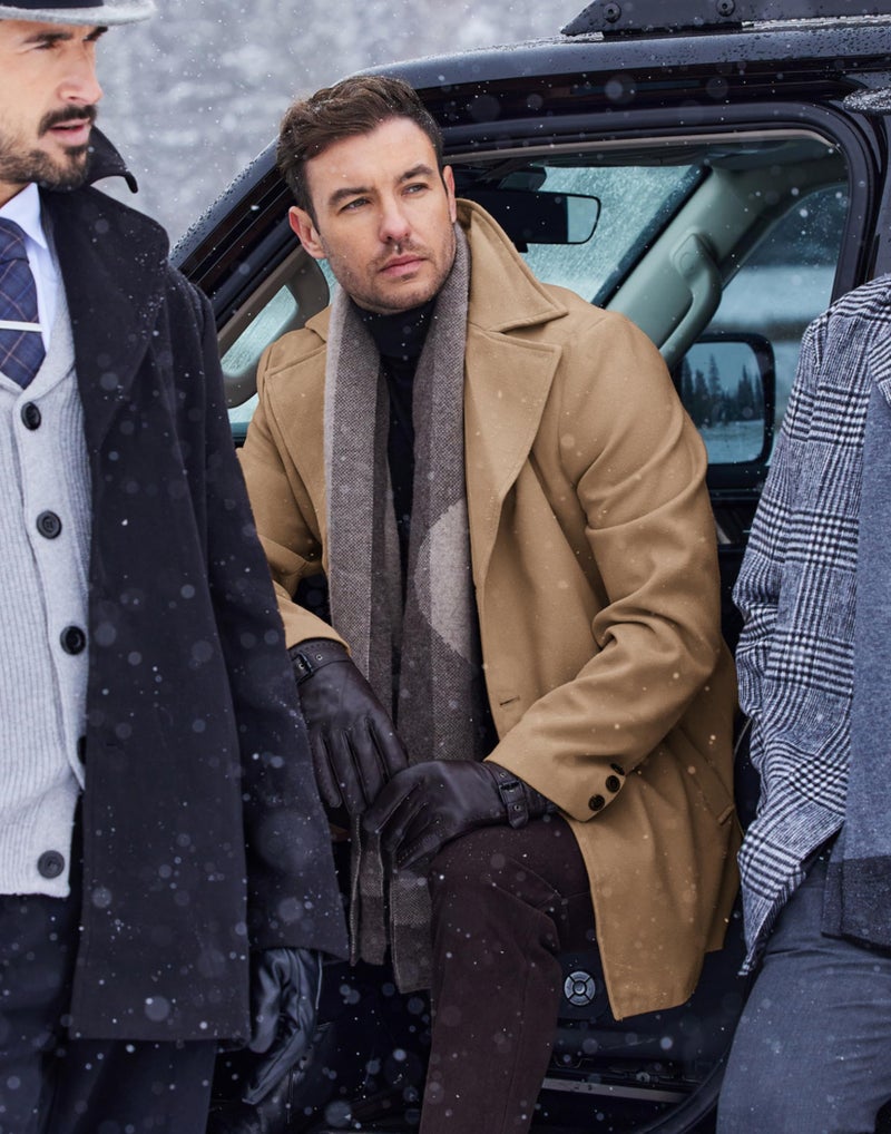 COOFANDY Mens Coat Single Breasted Notched Lapel Wool Blend Coat Winter Overcoat With Pockets - Image 5