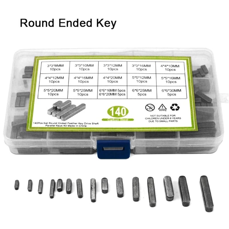 Keyway 280pcs Carbon Steel M3 M4 M5 M6 Round Head Parallel Key Set 4 X 140pcs - Image 3