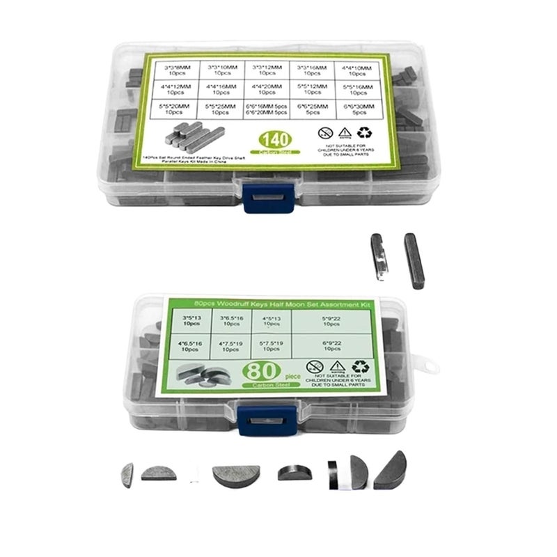 Keyway 280pcs Carbon Steel M3 M4 M5 M6 Round Head Parallel Key Set 4 X 140pcs - Image 2