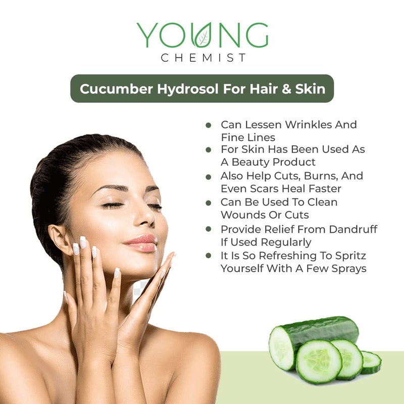 Young Chemist Organic Cucumber Hydrosol Pure and Natural Facial Toner Skin Refresher and Makeup Remover In 5 Litre - Image 3