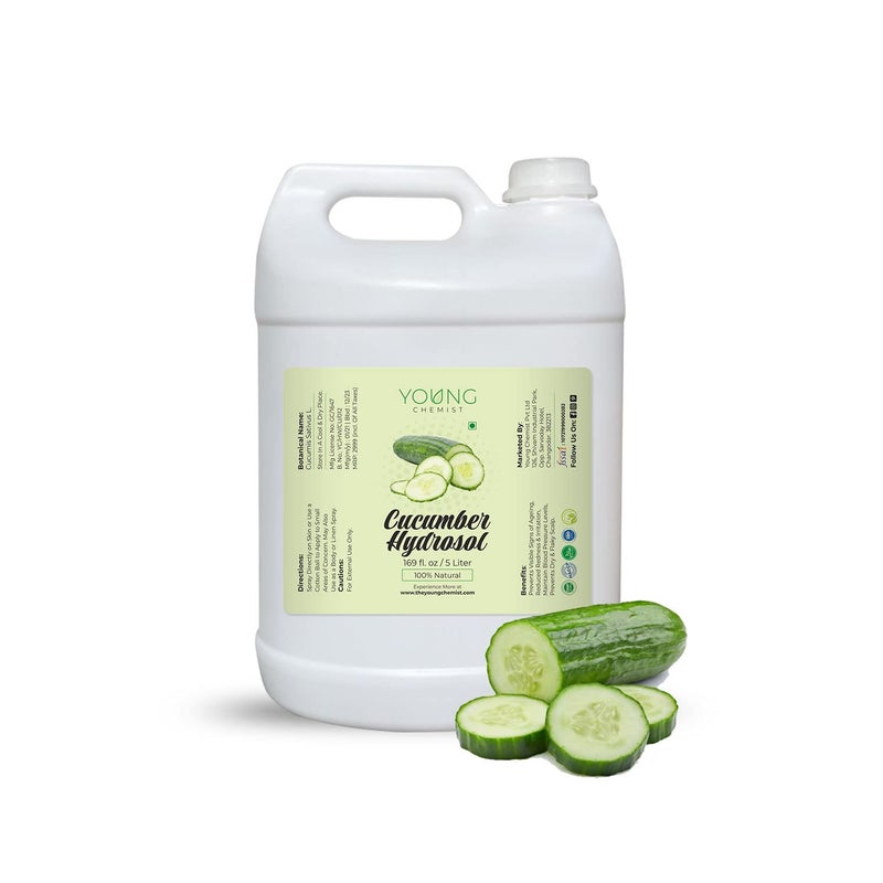 Young Chemist Organic Cucumber Hydrosol Pure and Natural Facial Toner Skin Refresher and Makeup Remover In 5 Litre - Image 1