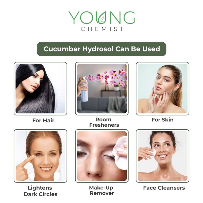 Young Chemist Organic Cucumber Hydrosol Pure and Natural Facial Toner Skin Refresher and Makeup Remover In 5 Litre - Image 4