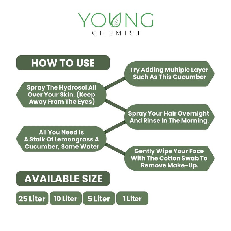 Young Chemist Organic Cucumber Hydrosol Pure and Natural Facial Toner Skin Refresher and Makeup Remover In 5 Litre - Image 5