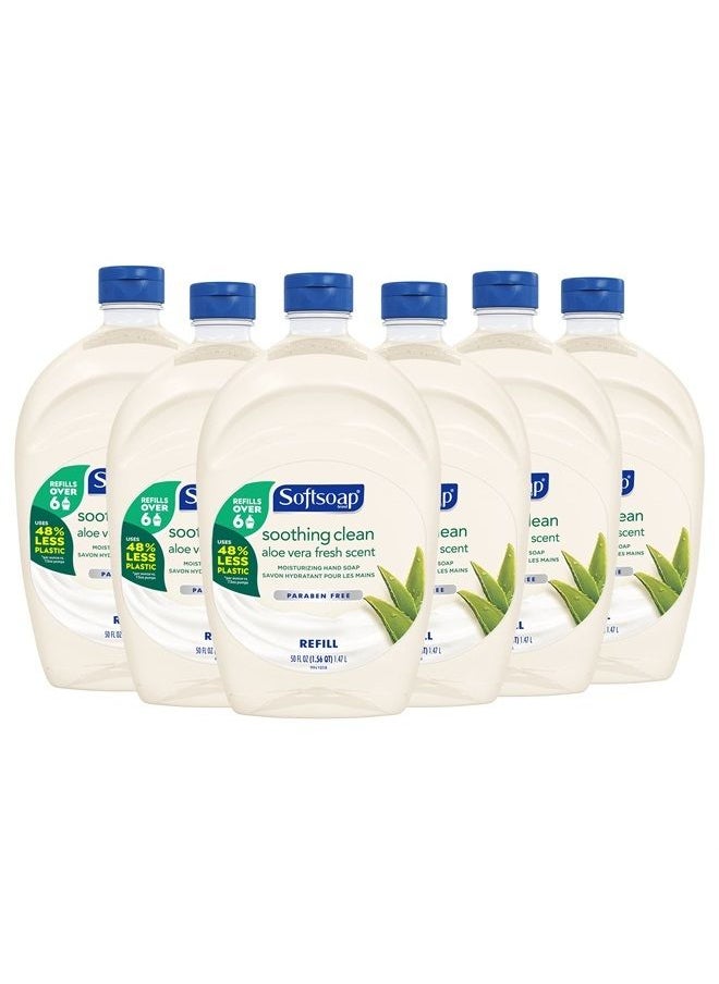 Softsoap US05264A SOFTSOAP Liquid Hand Soap Refill, Soothing Aloe Vera, 50 Ounce Bottle, Bathroom Soap, Bulk Soap, Moisturizing Hand Soap, Premium Scented Hand Soap (Pack of 6) Packaging May Vary 