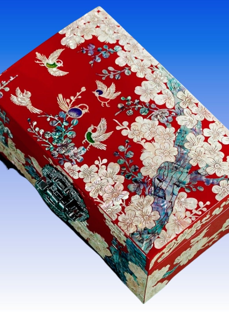 Elegant Lacquered Mother-of-Pearl Jewelry Box  - Image 3