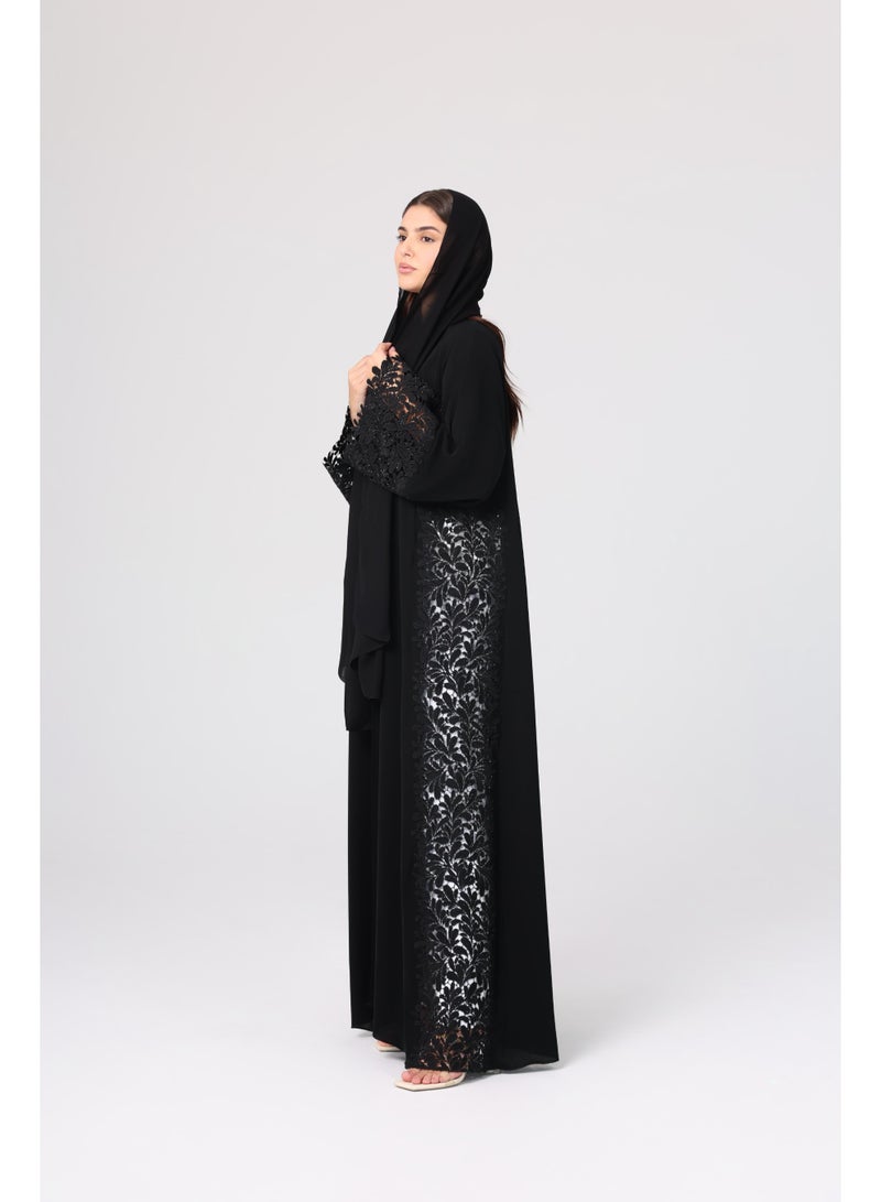 IKKXA Lace Sleeves and Slides Layered Abaya ABY1113 - Image 2