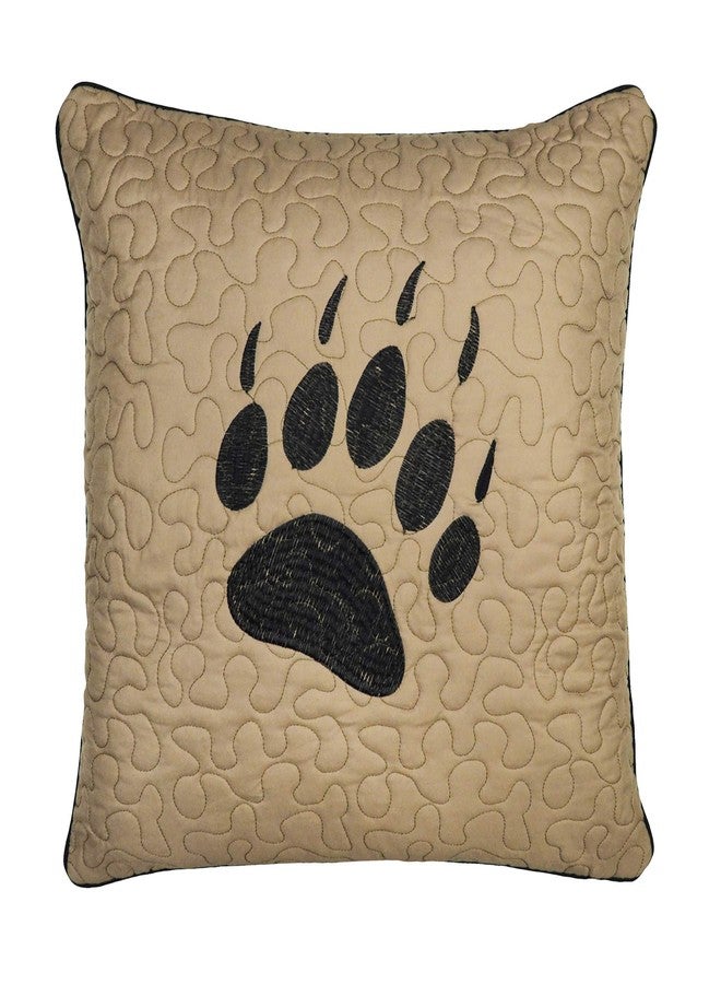 Donna Sharp Throw Pillow - Bear Walk Plaid Lodge Decorative Throw Pillow with Bear Paw Pattern - Square - Image 1