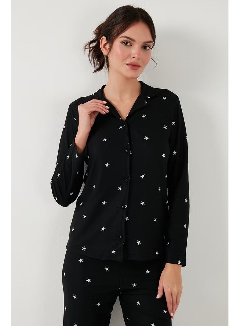 Lela Stretch Regular Fit Open Collar Elastic Waist Pajama Set Women's Pajama Set 65720501 - Image 3