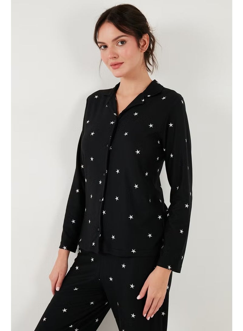 Lela Stretch Regular Fit Open Collar Elastic Waist Pajama Set Women's Pajama Set 65720501 - Image 4