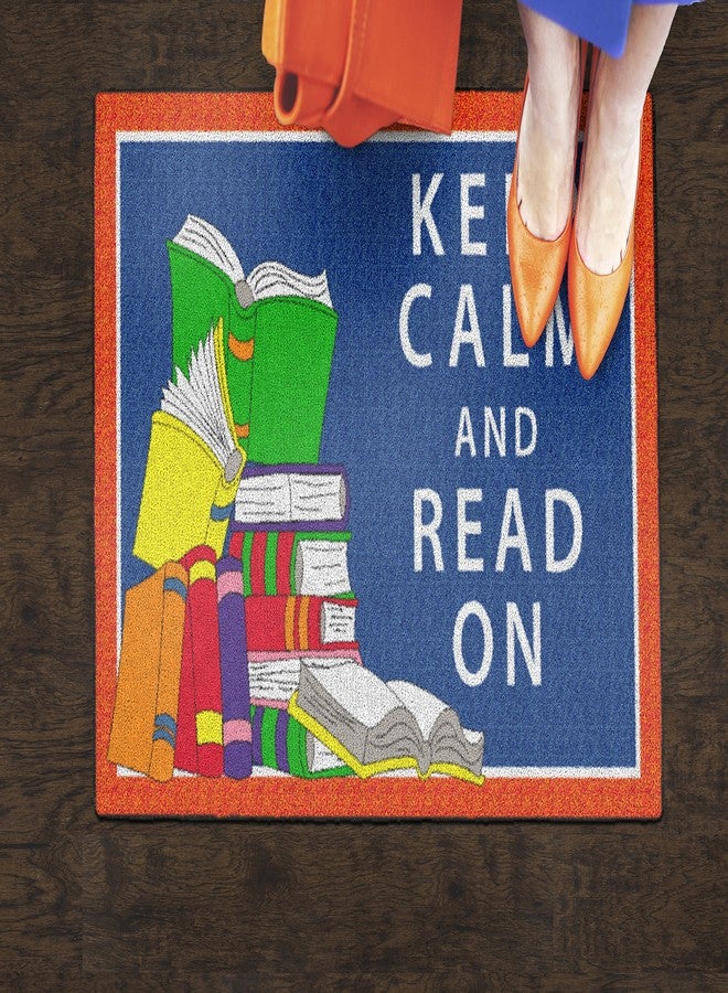 Flagship Carpets - Keep Calm & Read On Area Rug for Children's Classroom, Kid's Bedroom, Teacher's Space and at Home Family Living or Play Room, 2' x 3', Red&Blue - Image 3