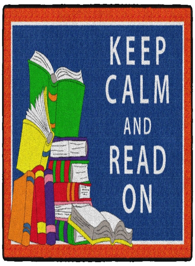Flagship Carpets - Keep Calm & Read On Area Rug for Children's Classroom, Kid's Bedroom, Teacher's Space and at Home Family Living or Play Room, 2' x 3', Red&Blue - Image 1