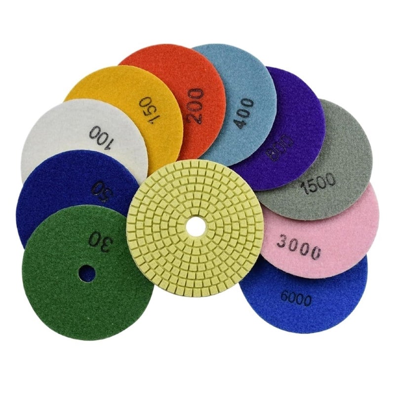 Polishing Pads Wet Buffing 4 Inch Abrasive Tool for Sanding Stone Marble Concrete Granite Counter Tile Grit 30-8000(1000,7 Pcs) - Image 1