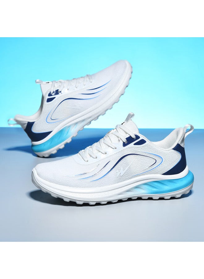 Double Star Eight Special Running Shoes Men's Summer Breathable Shock Absorbing Sports Shoes Lightweight Men's Shoes Outdoor Casual Shoes Men White Blue Size 42 - Image 2