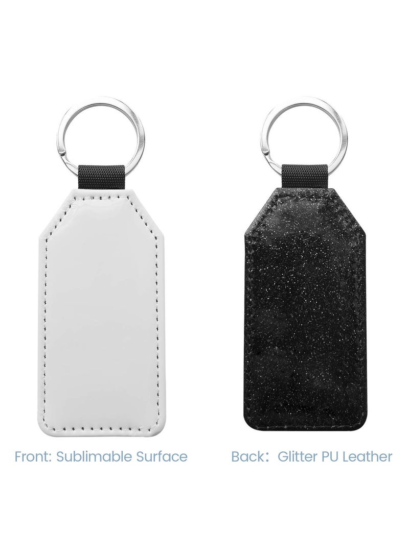 10 Pcs Sublimation Blank Keychains, PU Leather White Keychains Ornament Pendants, for Man Women Crafts Heat Transfer - Image 3