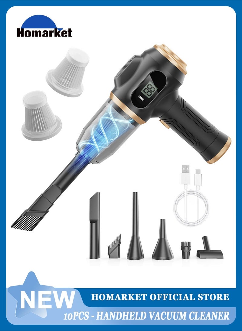 HomarKet Handheld Vacuum Cleaner Cordless, 15000Pa Powerful Car Mini Vacuum Cleaner, Rechargeable Portable Lightweight Dust Catcher with LCD Display and Multi-Nozzles for Home Car Carpet Stairs Pet Hair Deep Cleaning（Black） - Image 1