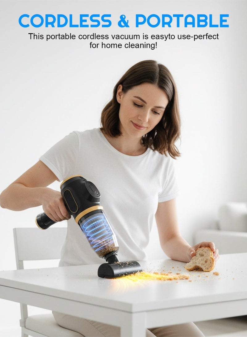 HomarKet Handheld Vacuum Cleaner Cordless, 15000Pa Powerful Car Mini Vacuum Cleaner, Rechargeable Portable Lightweight Dust Catcher with LCD Display and Multi-Nozzles for Home Car Carpet Stairs Pet Hair Deep Cleaning（Black） - Image 5