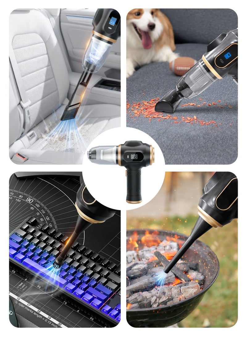 HomarKet Handheld Vacuum Cleaner Cordless, 15000Pa Powerful Car Mini Vacuum Cleaner, Rechargeable Portable Lightweight Dust Catcher with LCD Display and Multi-Nozzles for Home Car Carpet Stairs Pet Hair Deep Cleaning（Black） - Image 2