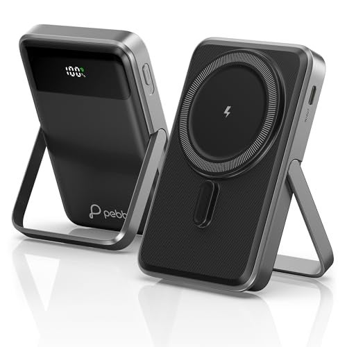Pebble Rapid MagPro 10000mAh Power Bank | 15W Wireless & 22.5W Wired Fast Charging | Magnetic Snap | Digital Display | MagSafe Compatible | Kickstand | Compact & Lightweight - Image 1