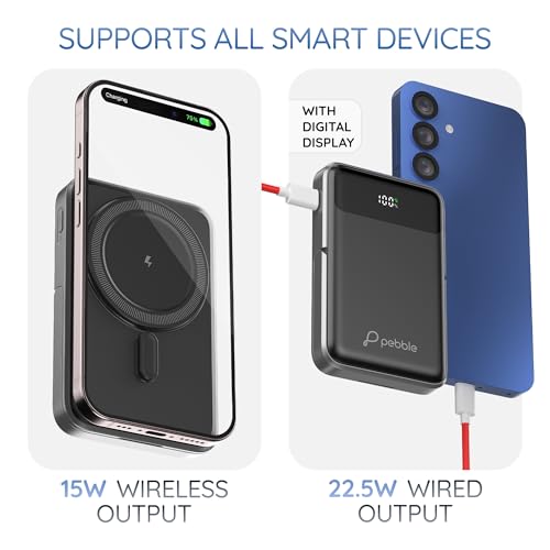 Pebble Rapid MagPro 10000mAh Power Bank | 15W Wireless & 22.5W Wired Fast Charging | Magnetic Snap | Digital Display | MagSafe Compatible | Kickstand | Compact & Lightweight - Image 4