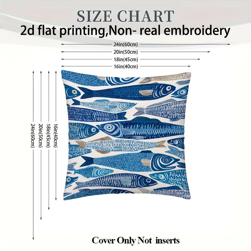 Summer Sardine Pattern Outdoor Cushion 16x16 Inch Machine Washable - Image 3