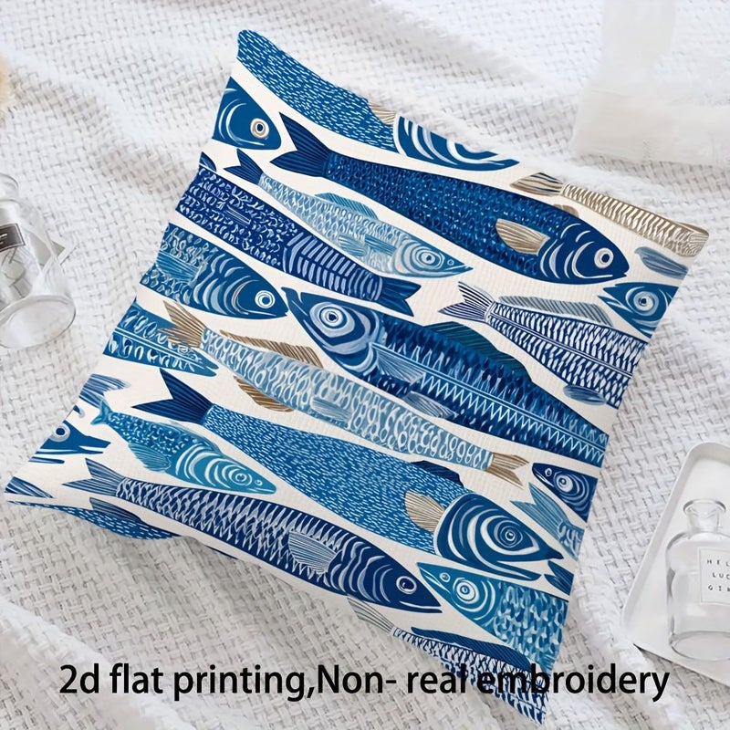 Summer Sardine Pattern Outdoor Cushion 16x16 Inch Machine Washable - Image 5