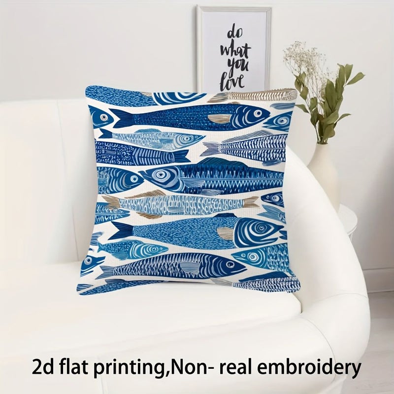 Summer Sardine Pattern Outdoor Cushion 16x16 Inch Machine Washable - Image 4