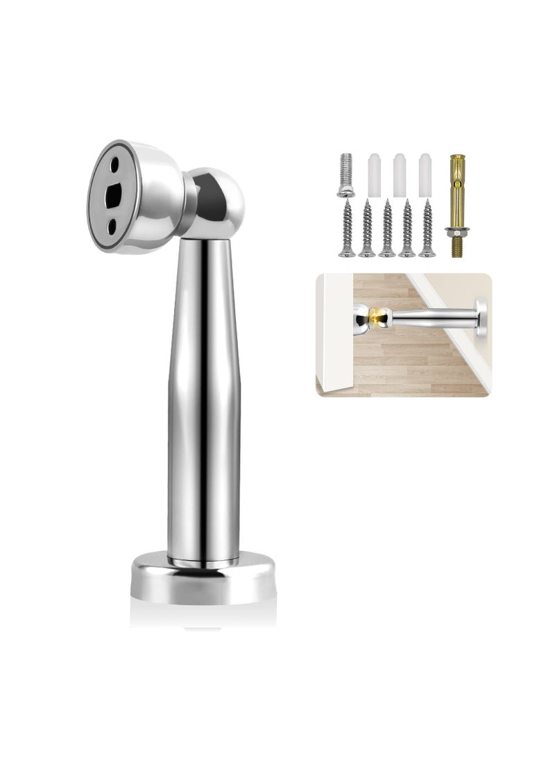 Luckam Magnetic Door Stop Chrome Stopper Stainless Steel Holder Catch 7.3 Inch Tall Doorstop Floor Wall Mounted Heavy Duty Stoppers 1 Pack - Image 1